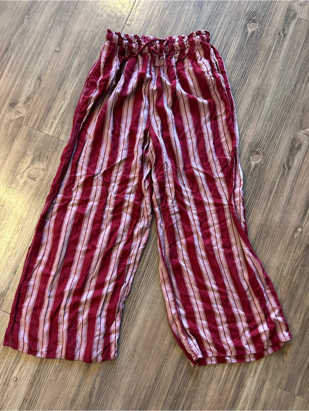 American Eagle Wide Leg Drawstring Striped Pants